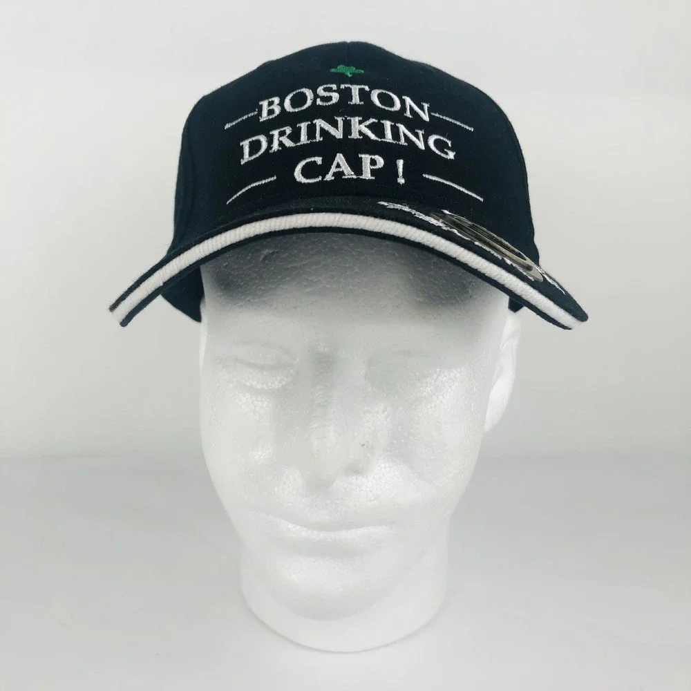 Boston Drinking Cap Strapback Hat Bottle Opener Liffey Irish Ireland Black NWT